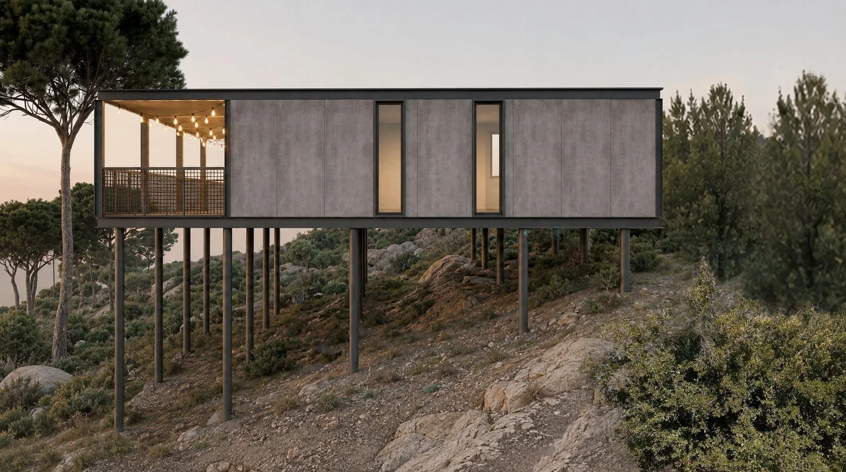 Casa modular Gotta al atardecer